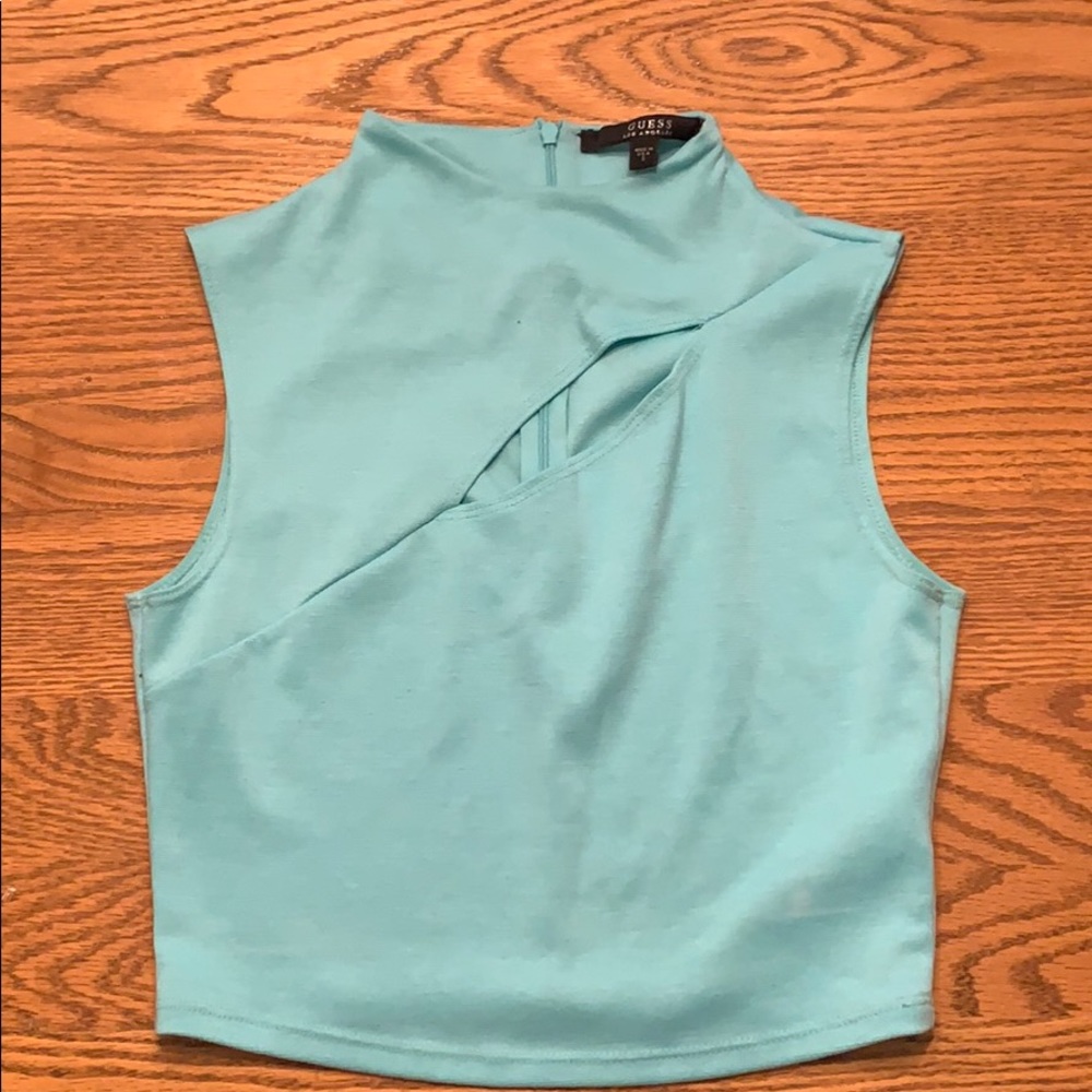 Guess aqua/teal crop top